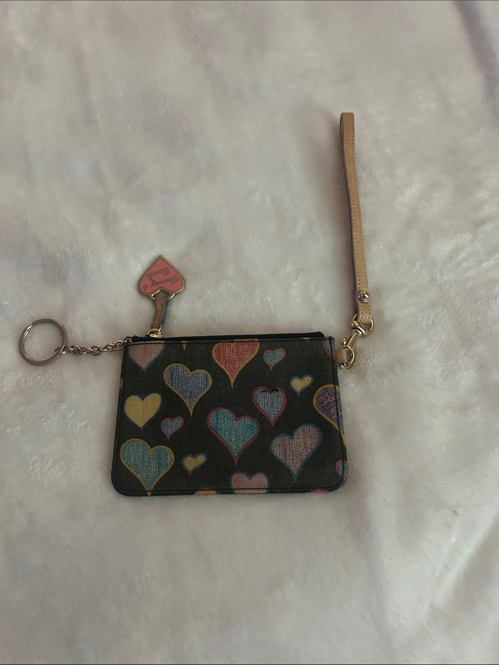Dooney & Bourke Black Multi Heart Print Wristlet